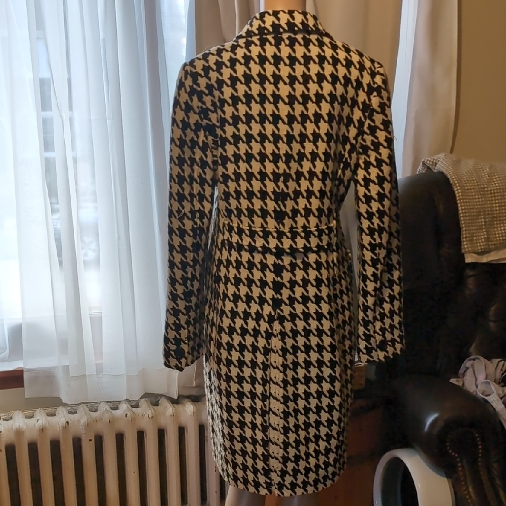 Ann Taylor LOFT Houndstooth Black and White Women's Coat 8 - Picture 2 of 7